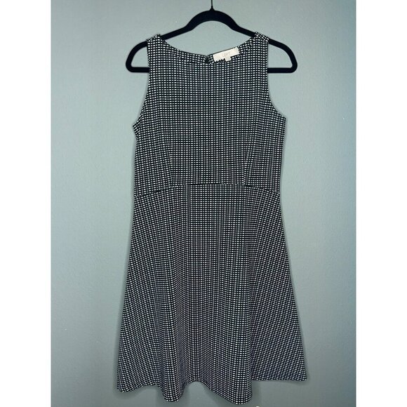 Loft Women's 6 Soft Flare Textured Geometric Career Office Work Fit & Flare Dres - Picture 1 of 15